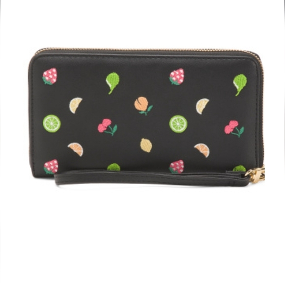 Betsey Johnson Handbags - NEW NWT Betsey Johnson Black Wristlet with Fruit Embroidery